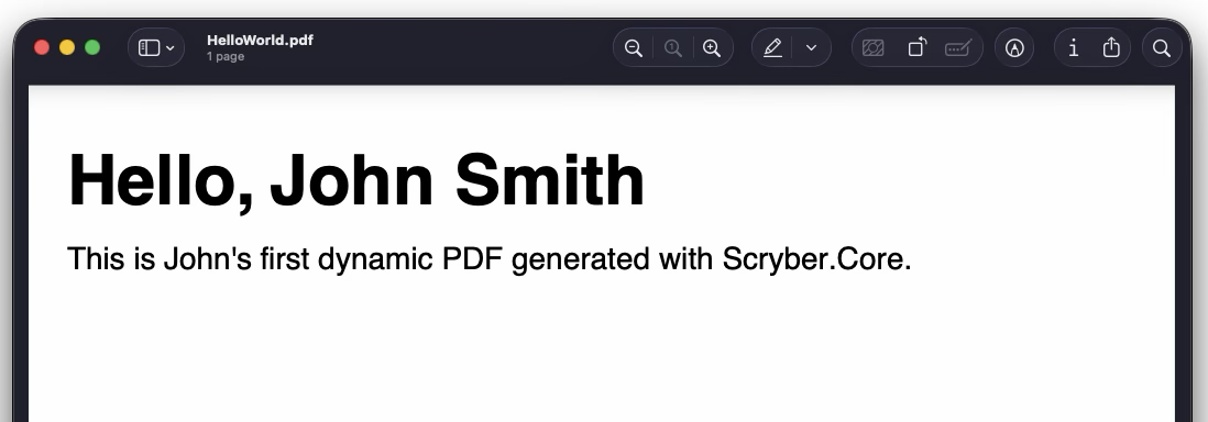 Hello World with values